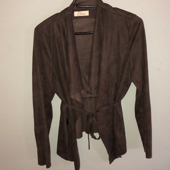 Elan Jackets & Blazers - Elan Faux Leather Suede tie Jacket